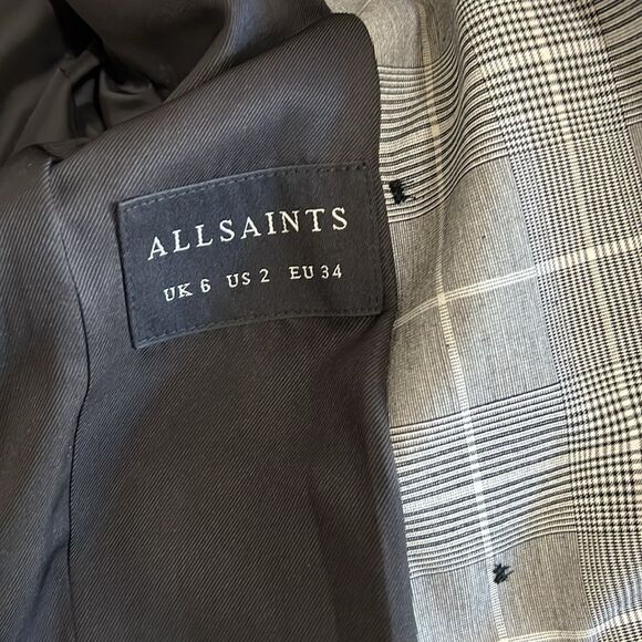 All Saints Women's Blazer Plaid Oversized Double Breasted Size 2 - Picture 10 of 12